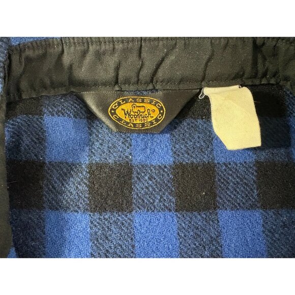 Woolrich Plaid Wool Heavy Flannel Shacket Jacket Shirt sz XL blue check VTG Y2K - Picture 2 of 5